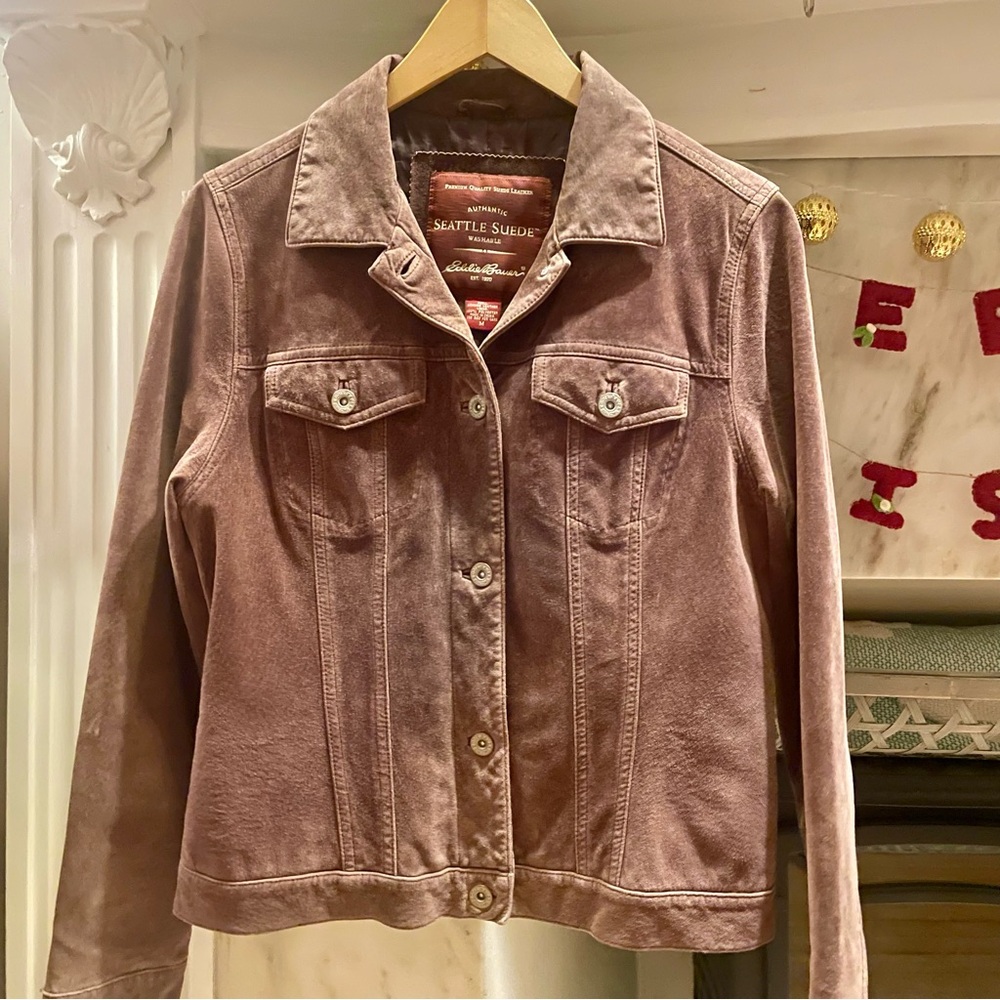 Eddie Bauer Seattle Suede Women's Chocolate Plum Jean Jacket
